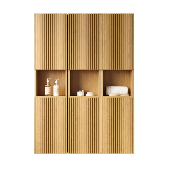 6-Cabinet Storage System, Classic Look, Plywood Construction - Suitable for Various Home Decor