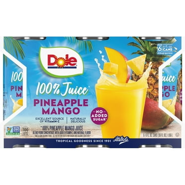 (6 Cans) Dole 100% Pineapple Mango Juice, 6 fl oz Can
