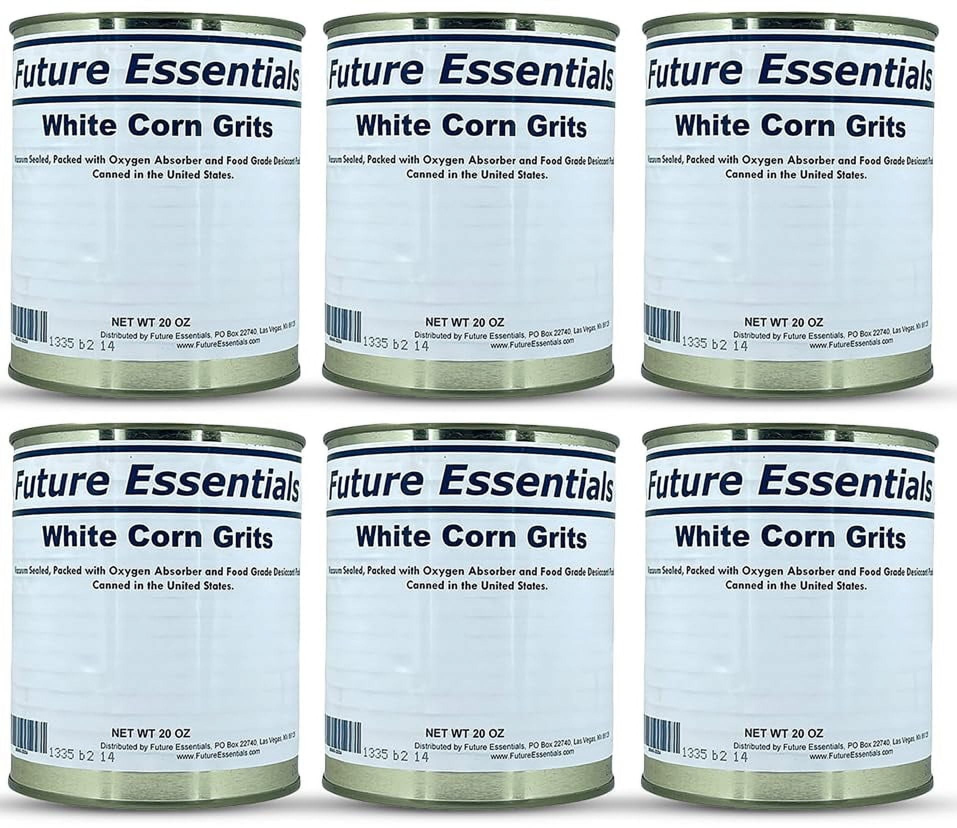 6 Cans- Future Essentials 30 Years Shelf Life Freeze Dried White Corn Grits #10 Can | Dry Corn for Quick Meals Old Fashioned Grits Shelf Stable Emergency Food | Hiking, Backpacking & Camping