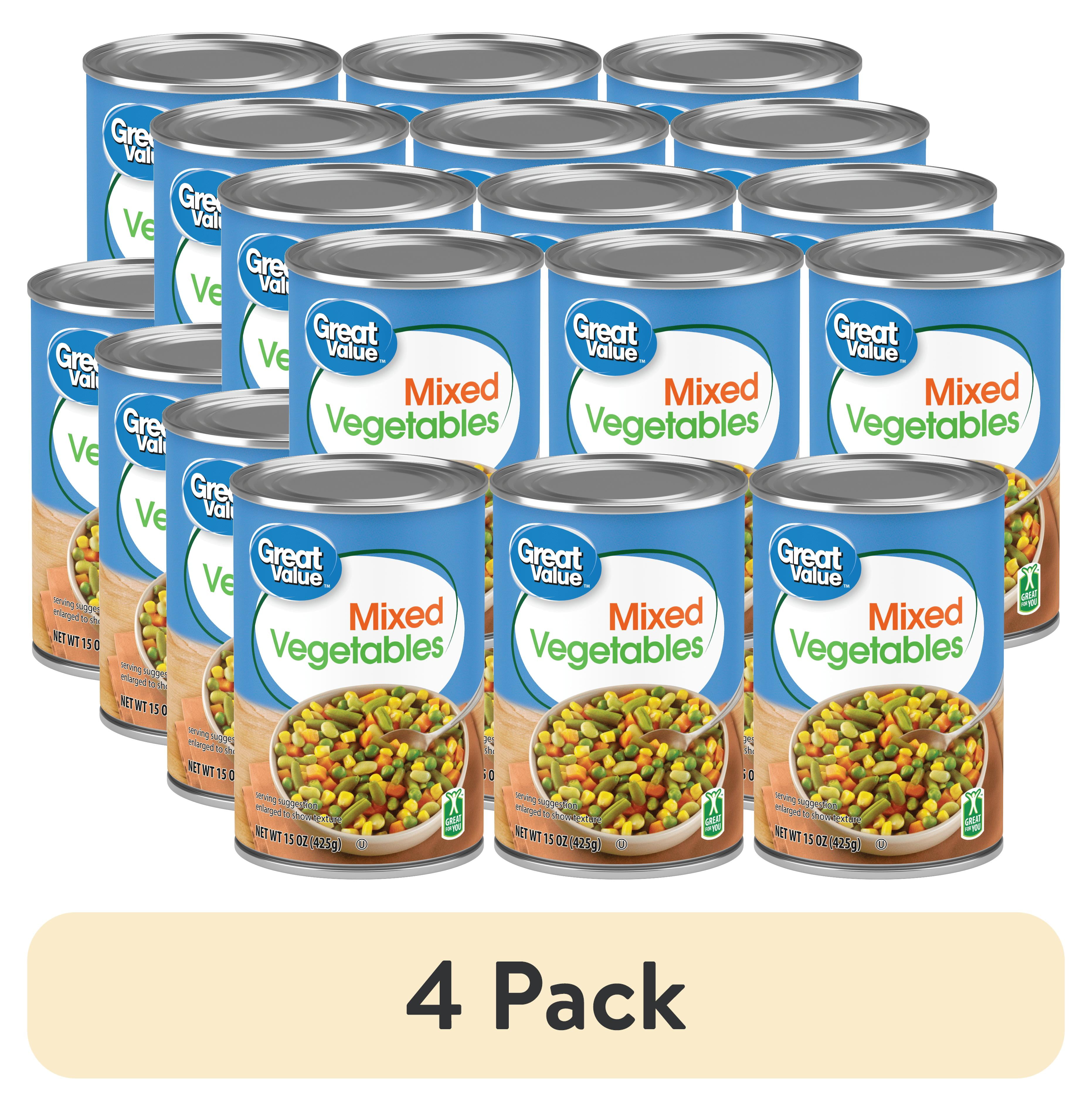 (4 pack) (6 Cans) Great Value Canned Mixed Vegetables, 15 oz