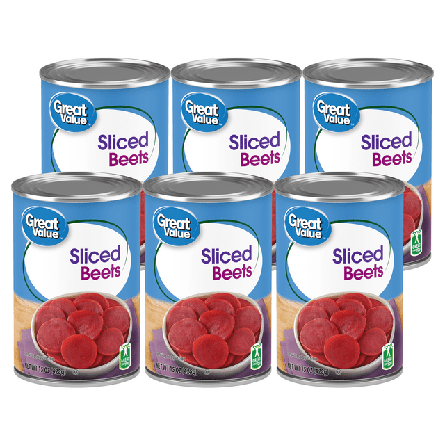 (6 Cans) Great Value Canned Sliced Beets, 15 oz