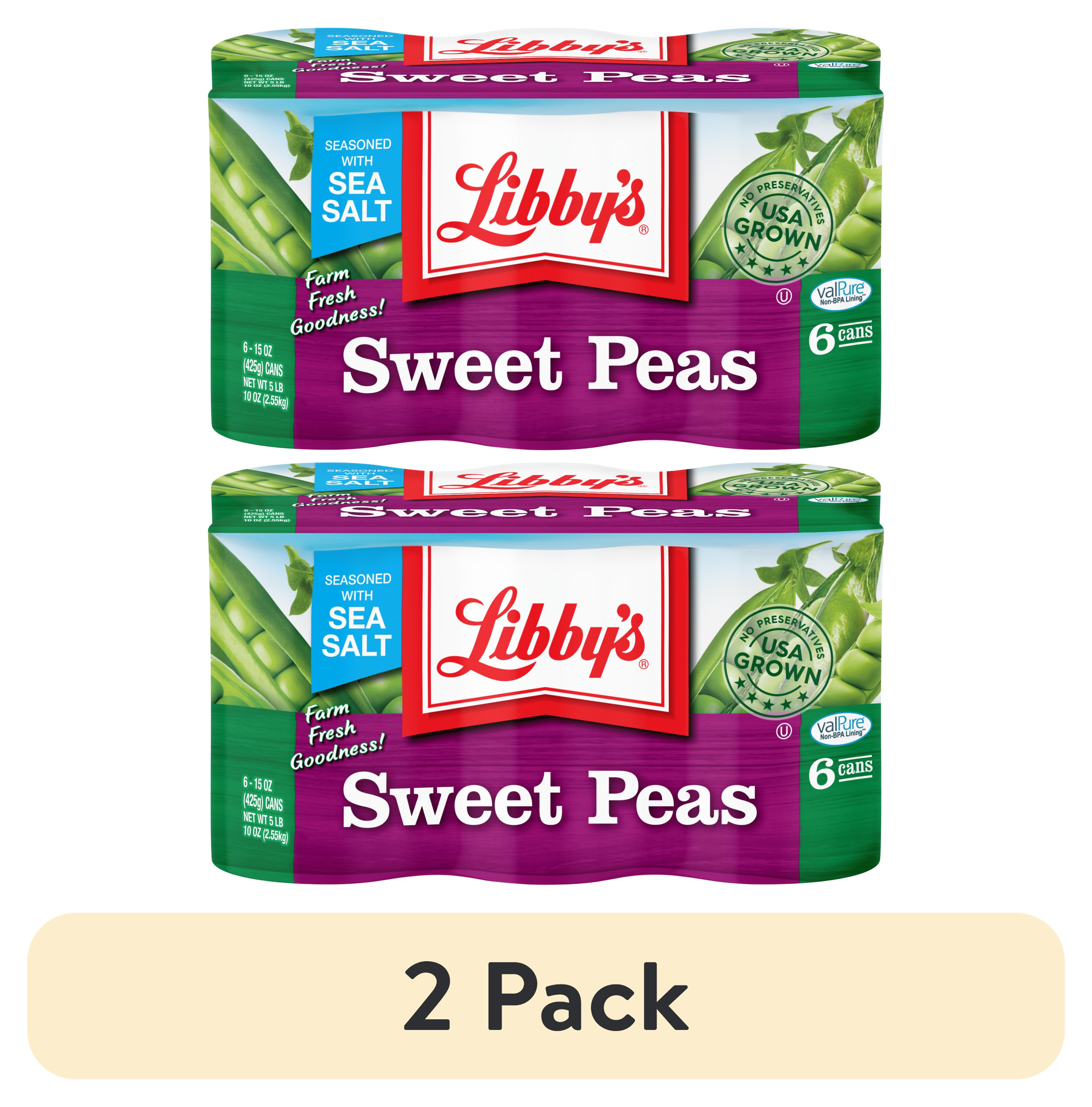 (2 pack) (6 Cans) Libby's Canned Sweet Peas, 15 oz