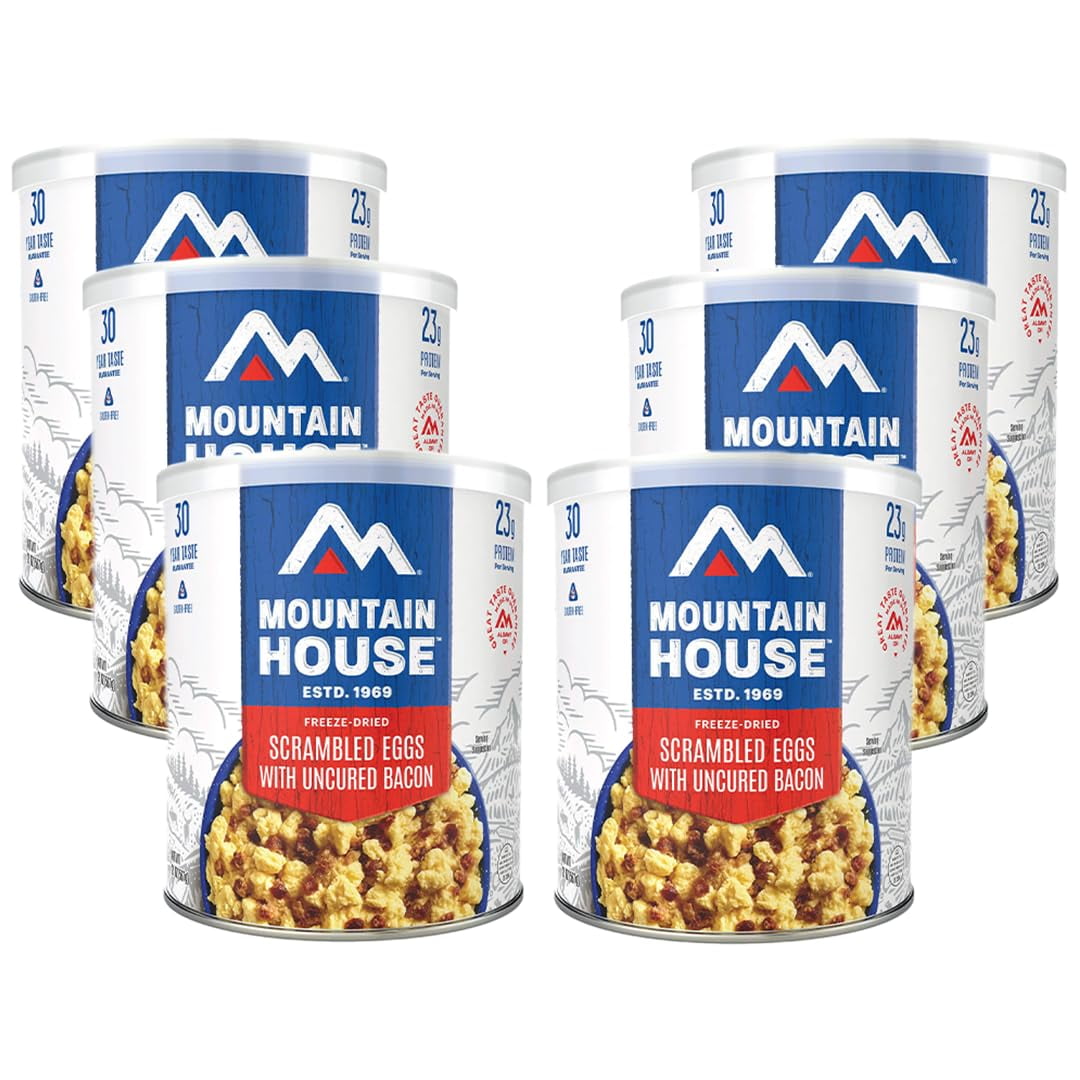 (6 Cans) Mountain House Scrambled Eggs with Bacon #10 Can Case Emergency Survival Camping Food-Clean Label ✅