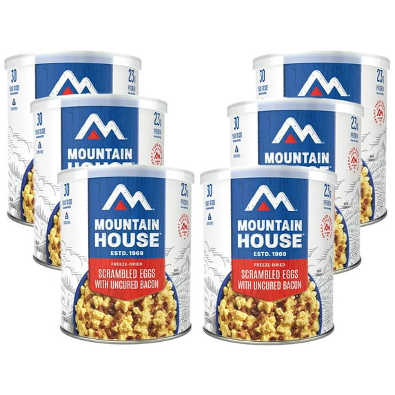 (6 Cans) Mountain House Scrambled Eggs with Bacon #10 Can Case Emergency Survival Camping Food-Clean Label ✅