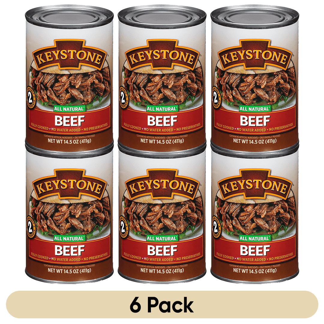 (6 Cans Pack) Keystone All Natural Beef 14.5 oz Can ✅ Emergency Survival Food For Camping Hiking and Backpacking Ready to Eat ✅