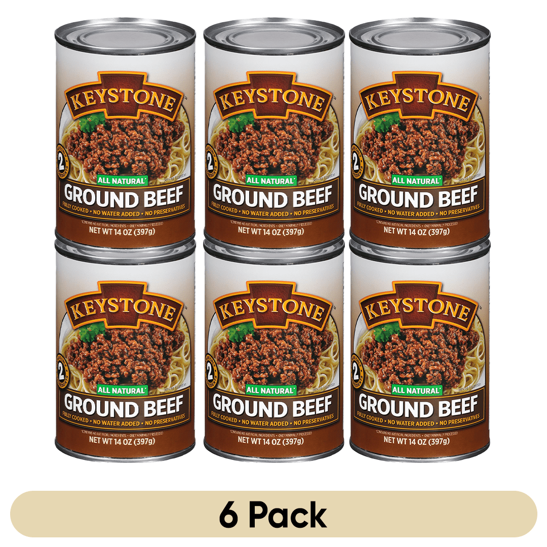 Keystone All Natural Ground Beef 14 oz Can (6 Pack) ✅ Emergency Survival Food For Camping Hiking and Backpacking Ready to Eat ✅