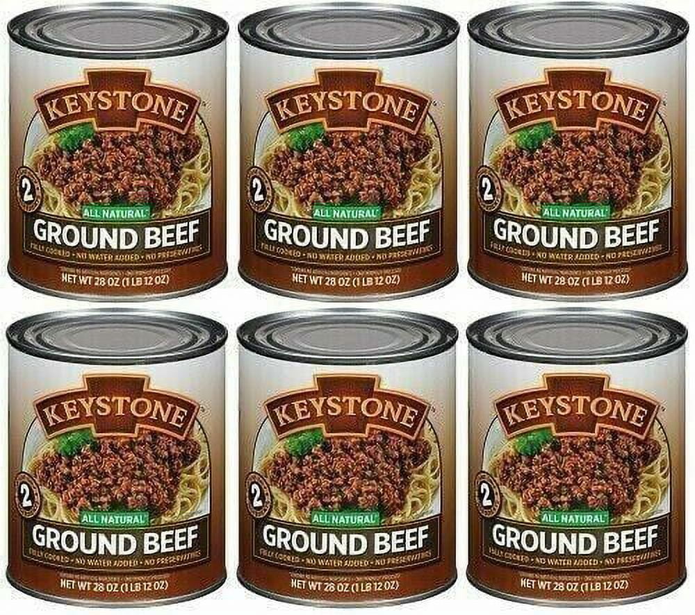 (6 Cans Pack) Keystone All Natural Ground Beef 28 oz Can Emergency Survival Food For Camping Hiking and Backpacking