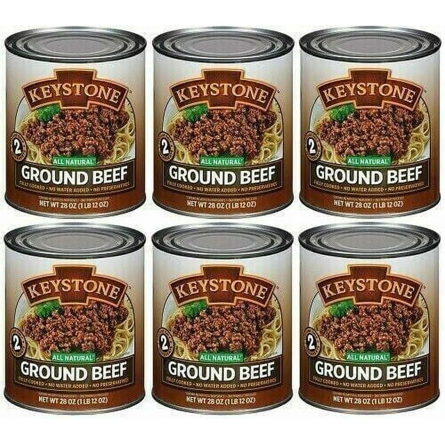 (6 Cans Pack) Keystone All Natural Ground Beef 28 oz Can Emergency