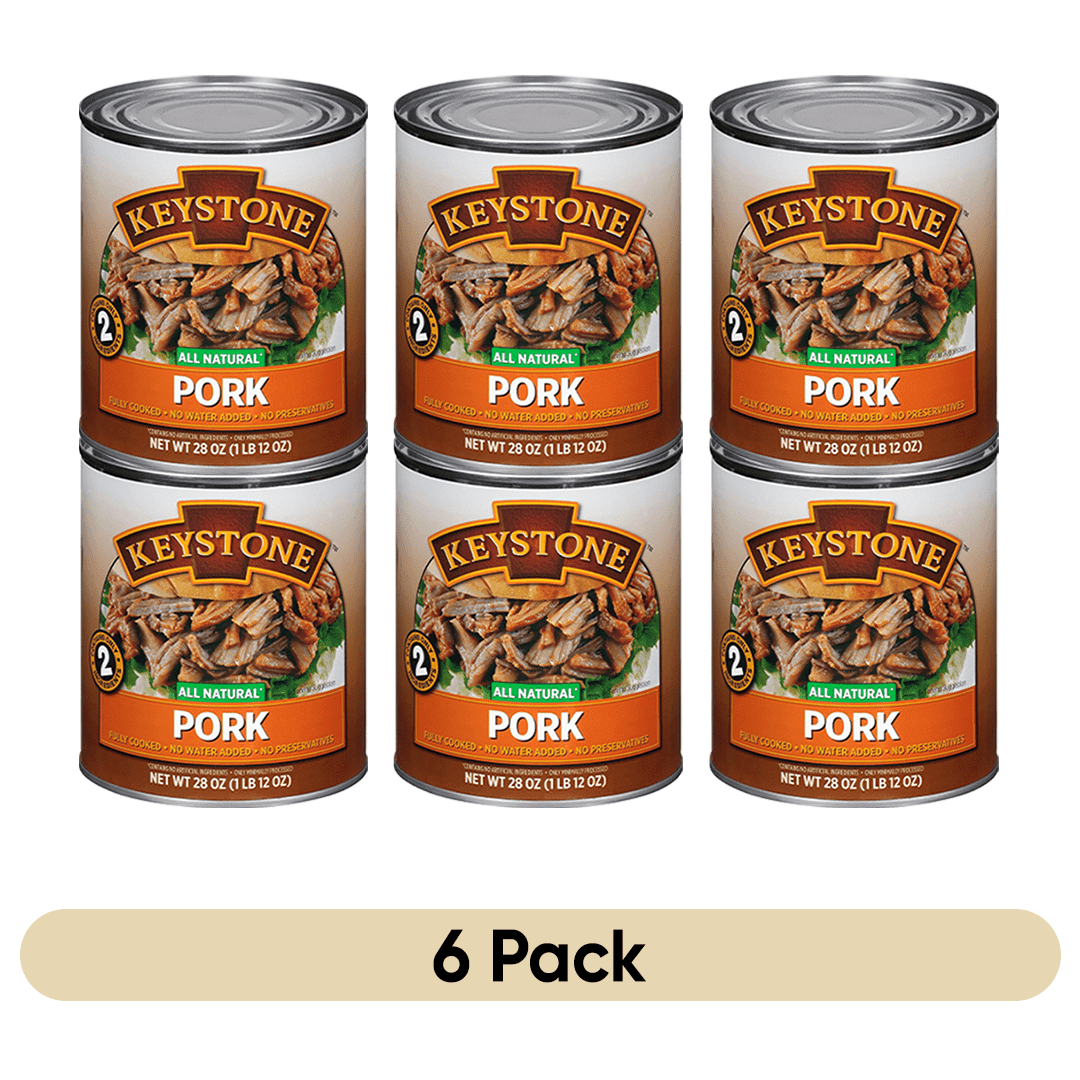 (6 Cans Pack) Keystone All Natural Pork 28 oz Can ✅ Emergency Survival Food For Camping Hiking and Backpacking Ready to Eat ✅