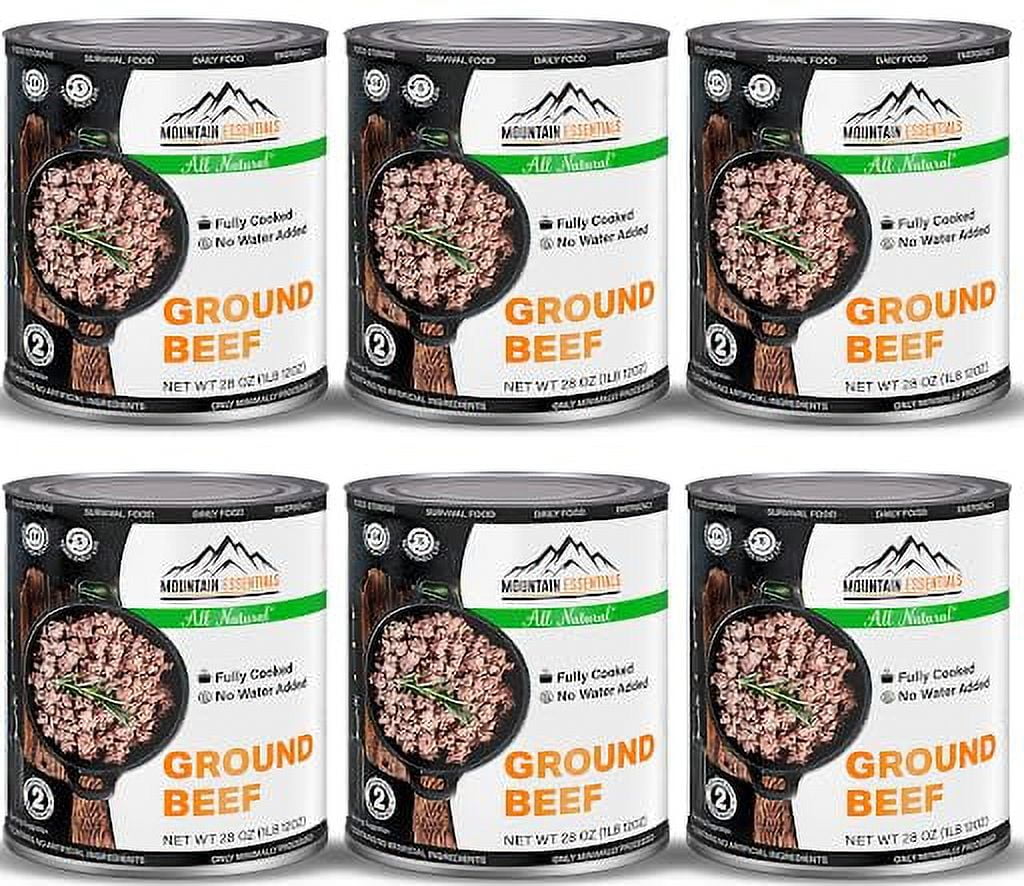 (6 Cans Pack) MOUNTAIN ESSENTIALS Canned Ground Beef 28 Ounce Cans