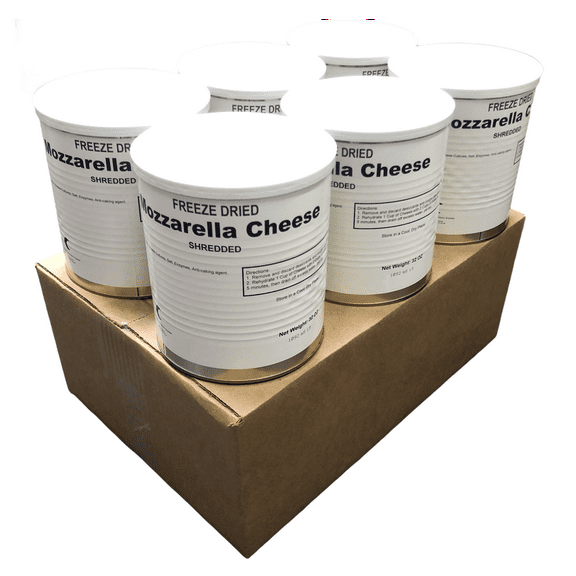 (6 Cans Pack) Military Surplus Freeze Dried Mozzarella Cheese 25+ Years Long Shelf Life | Emergency Camping Food for Hiking, Backpacking | #10 Can