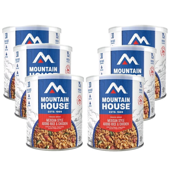 (6 Cans Pack) Mountain House Mexican Style Adobo Rice & Chicken #10 Can Long Term Storage Freeze Dried Emergency Food for Camping and Hiking ✅