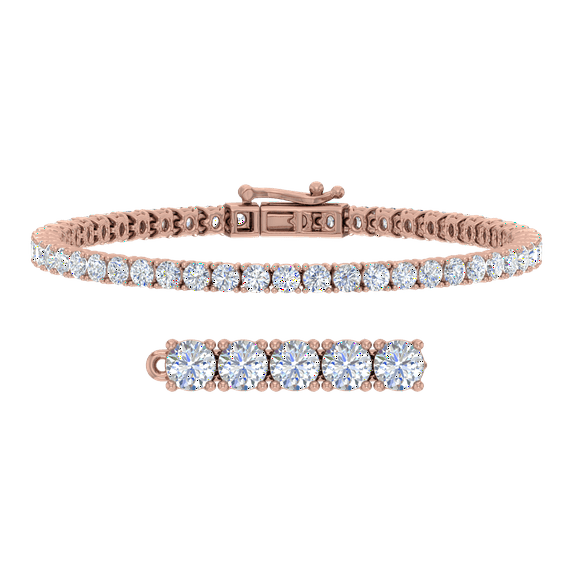 6 Carat Diamond Tennis Bracelet in 14K Rose Gold (7 Inch) - IGI Certified