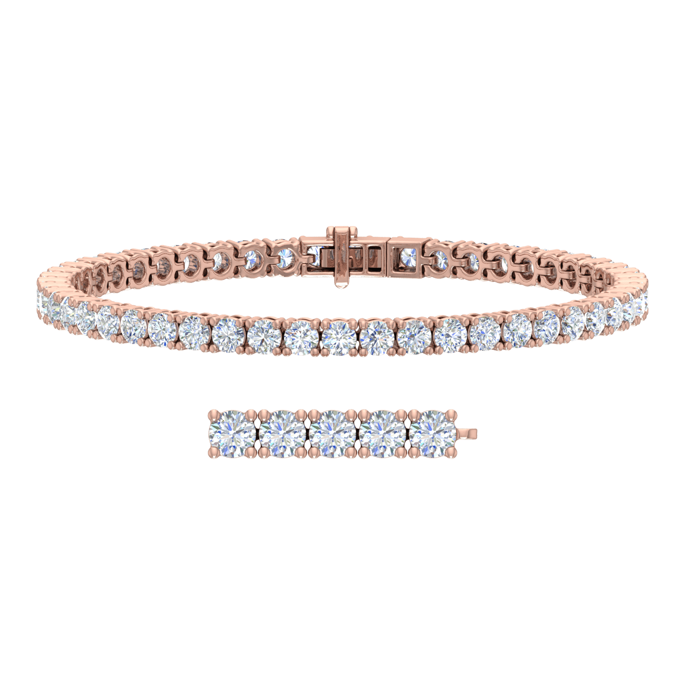 6 Carat Diamond Tennis Bracelet in 14K Rose Gold (7 Inch