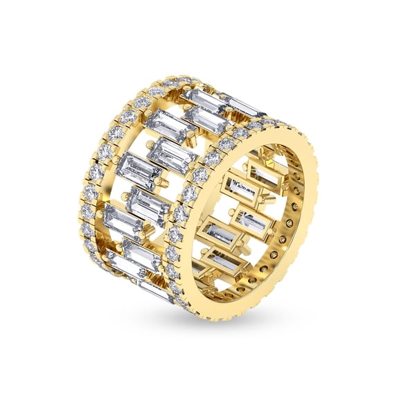 6 Carat IGI Certified 14K Yellow Gold LAB GROWN Diamond The Duets Cocktail Ring For Women FG Color VS Clarity ( Ring Size - 9 )