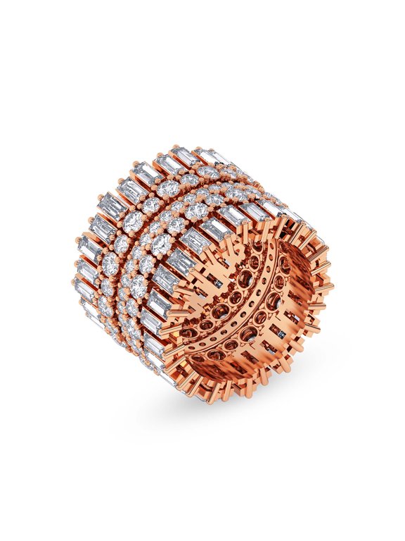 6 Carat IGI Certified 18K Rose Gold LAB GROWN Diamond The Eclipse Cocktail Ring For Women FG Color VS Clarity ( Ring Size - 6 )