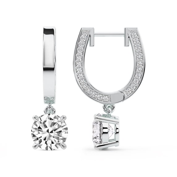 IGI Certified 6 Carat Round Shape Lab Grown Diamond Earrings | 14K White Gold | Midnight Charms Hoop Lab Diamond Earrings | Prong Setting | FG-VS1-VS2 Quality Friendly Diamonds