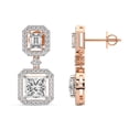 thumbnail image 1 of 6 Carat IGI certified Princess Shape Lab Grown Diamond Earrings | 14K in Rose Gold | Stardust Dangles Lab Diamond Earrings | Prong Setting | FG-VS1-VS2 Quality Friendly Diamonds, 1 of 1