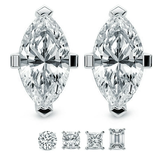 6 Carat Marquise IGI Certified Lab Grown Diamond Solitaire Earrings | 14K White Gold FG VS Diamonds | Stud Earrings Friendly Diamonds