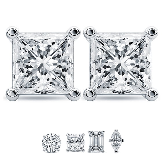6 Carat Princess IGI Certified Lab Grown Diamond Solitaire Earrings | 14K Yellow Gold FG VS Diamonds | Stud Earrings Friendly Diamonds