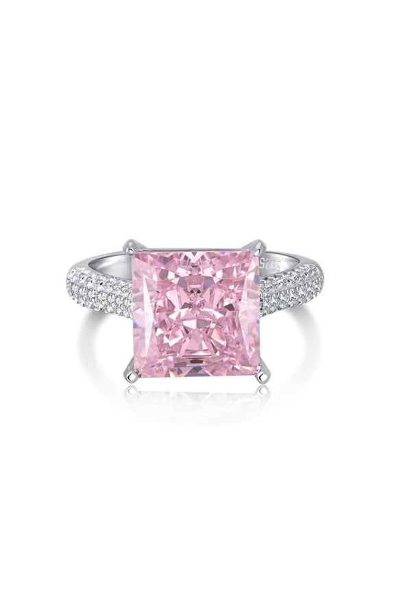 6 Carat Square Princess Cut Engagement Ring 5A CZ Crushed Ice Simulated Big Diamond Ring 925 Sterling Silver Wedding Anniversary Rings Size 6-9