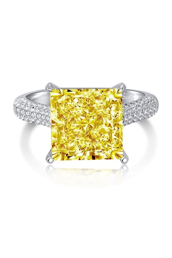 6 Carat Square Princess Cut Engagement Ring 5A CZ Crushed Ice Simulated Big Diamond Ring 925 Sterling Silver Wedding Anniversary Rings Size 6-9