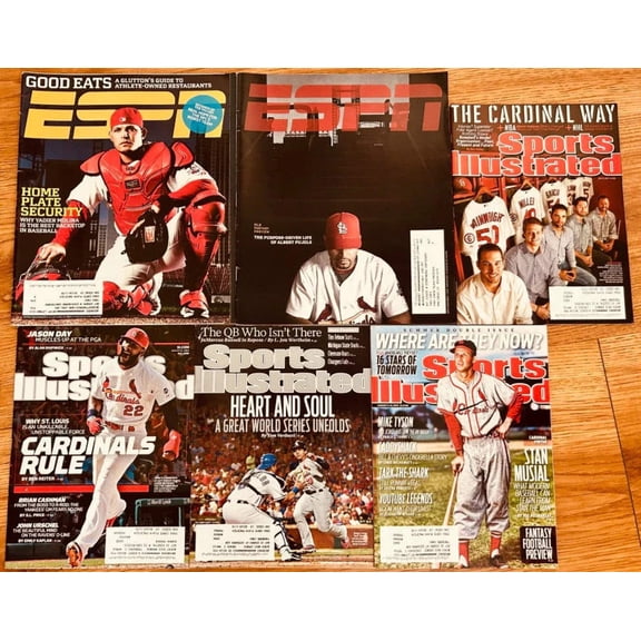 6 St Louis Cardinals Sports Illustrated ESPN magazines Albert Pujols Yadier Molina Stan Musial