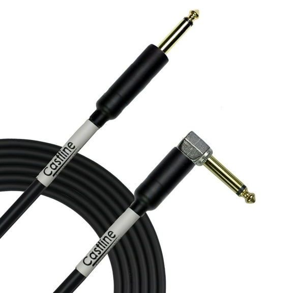 6 Ft Castline Gold 1/4" TS to 1/4" TS Right Angle Speaker Cable Mogami 3082