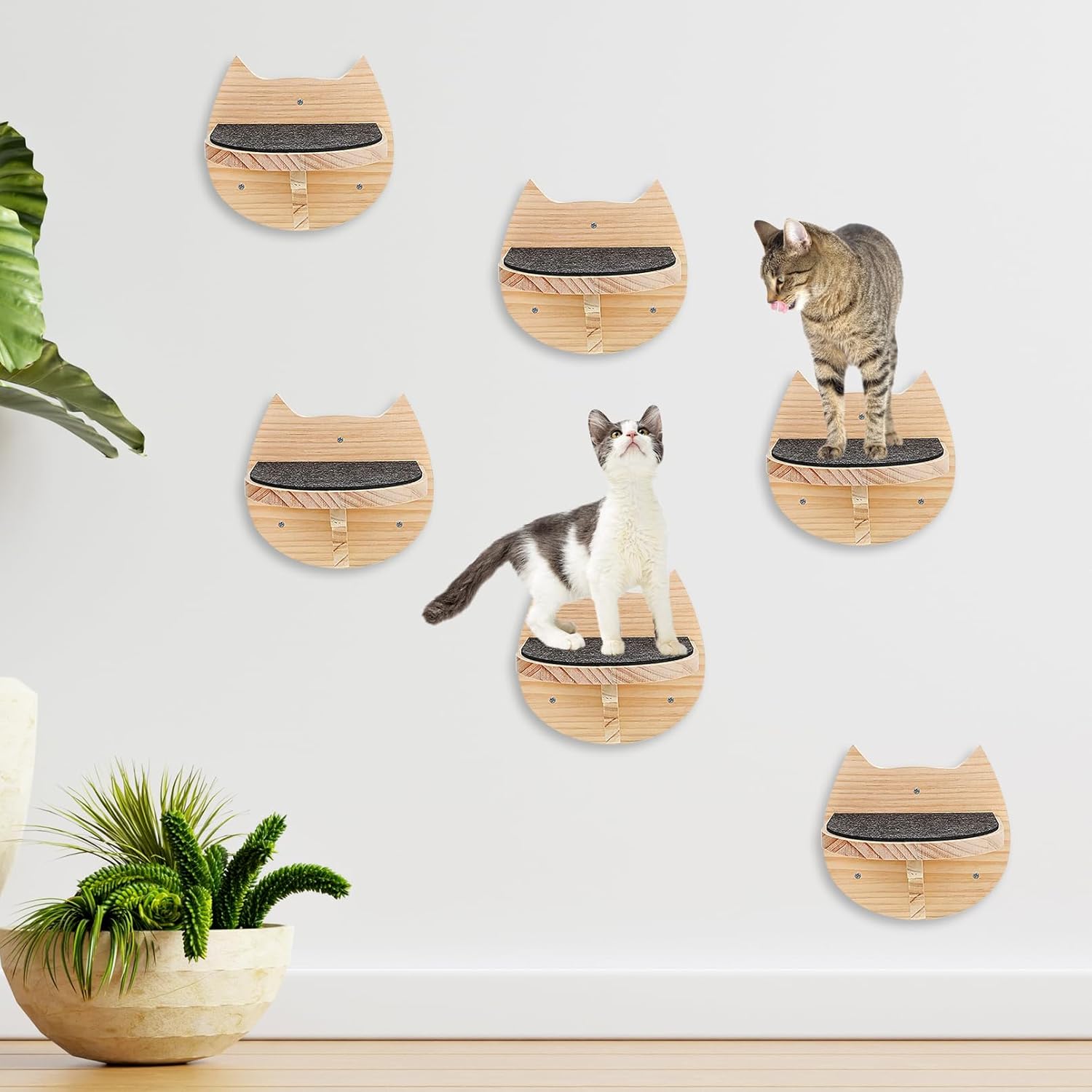 6 Cat Wall Steps Shelves Wood Climbing Shelves Stairs with Non Slip ...