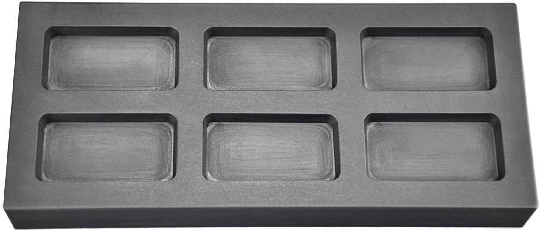 10 Troy Ounce 6-Cavity Rectangle Graphite Ingot Mold – For Melting & Casting Gold, Silver, Scrap Jewelry – High Density, Reusable 30+ Pours