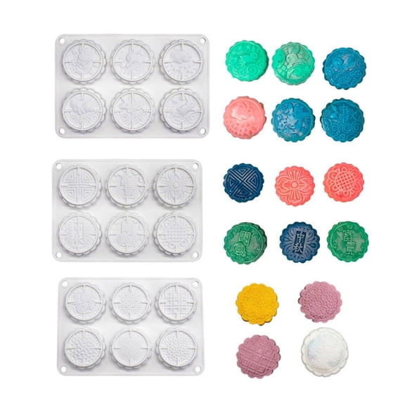 6 Cavity 3 Styles Silicone Cake Mold Handmake DIY Bread Mould Silicone Moulds For Cake Mooncake Mold Cake Tools