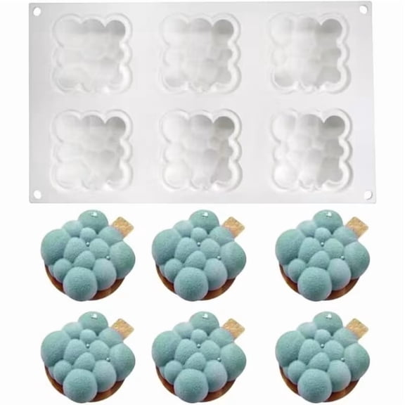 6-Cavity 3D Cloud Silicone Mold - Non-Stick Cake Pan for Mousse, Cupcakes, Ice Cubes, Gummies, and Chocolates