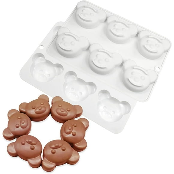 6-Cavity Bear Silicone Candy Mold  Food Grade Nonstick Chocolate Molds for Baking Cake, Jelly, Mousse, DIY Crafts  Tray for Creative Treats