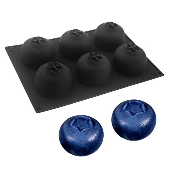 6 Cavity Blueberry Silicone Baking Mold, 3D Fruit Shaped Non-stick Food Grade Heat Resistant Silicone Mold, for Baking Mousses Cake Chocolate Puddings Pastries