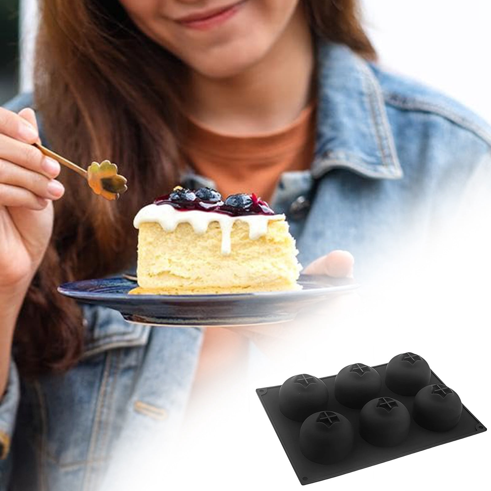 6 Cavity Blueberry Silicone Baking Mold – Fruit Shaped Non-Stick Mousse ...