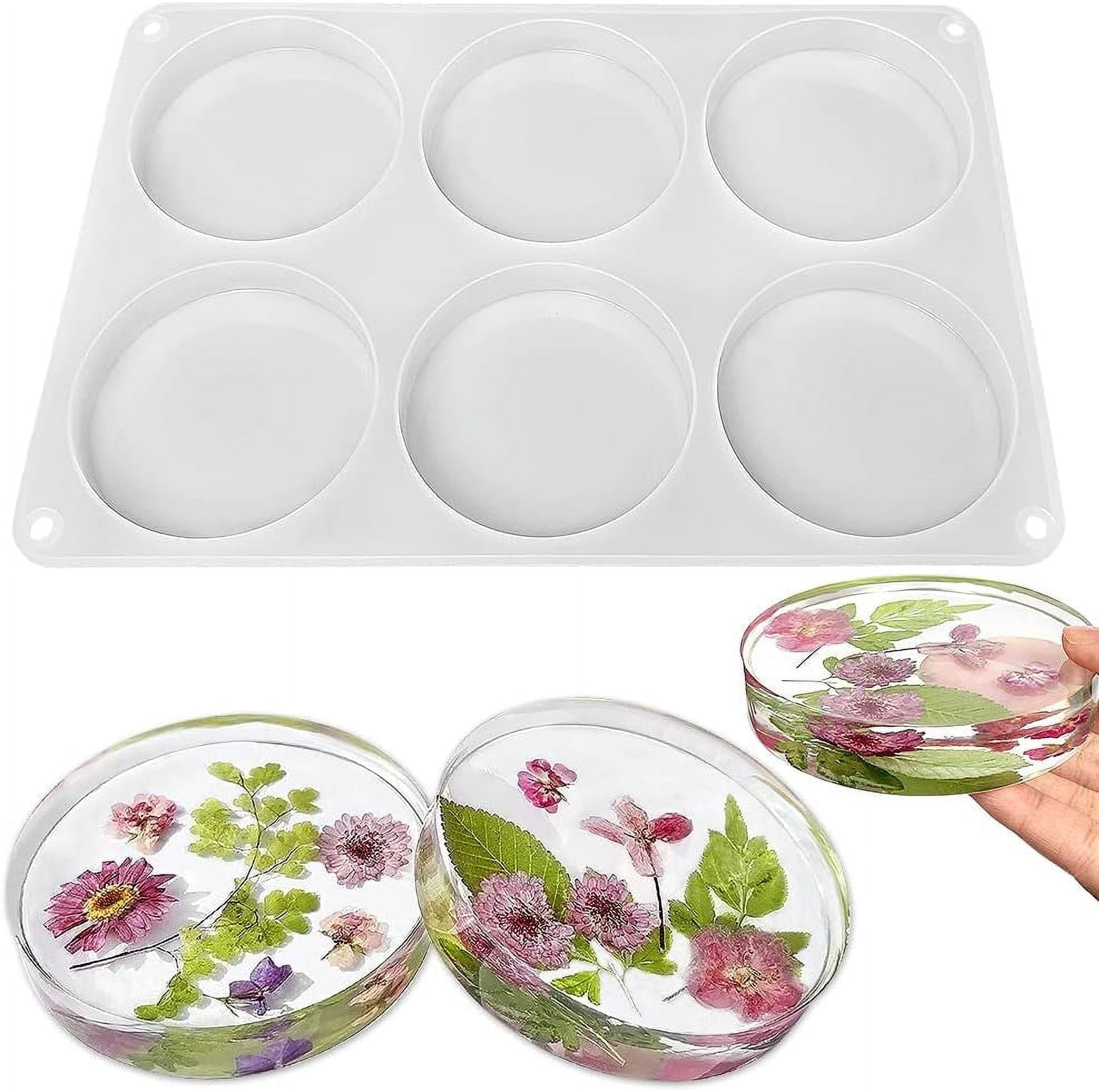 6 Cavity Deep Round Coaster Molds 4 Inches Coaster Silicone Molds for Epoxy Resin Coaster Resin Molds for Flower Bouquet Preservation Walmart