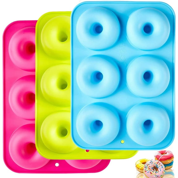 6-Cavity Doughnut Baking Pan, Silicone Doughnut Mould,Makes Individual Full-Sized 3 3/4" Donuts or Baked Treats, Non-Stick and Dishwasher Safe, Enjoy or Give as Gift, Silicone