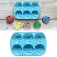 thumbnail image 1 of 6 Cavity Exquisite Rose Silicone Mold, High Temperature Resistant, Easy Release, Smooth Surface, Reusable Mould for Candle, Handmade Craft, Dessert, Kitchen Baking Daily Use,9.45×6.38 in,A2#Blue, 1 of 6