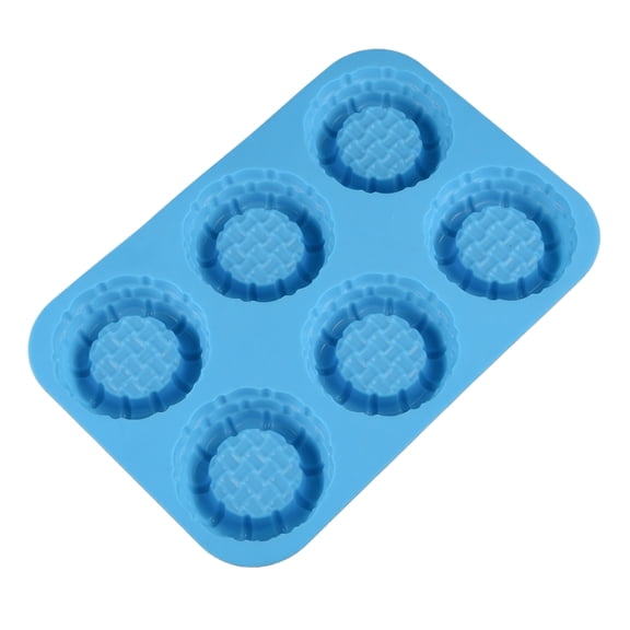 6-Cavity Hollow Ring Basket Weave Silicone Mold, Round Savarin Shape Cake Chocolate Baking Pan, Non-Stick DIY Dessert Tool