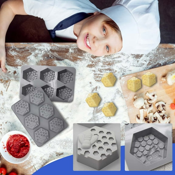 6-Cavity Honeycomb Chocolate Molds, Qiopertar Under $5 6-diamond Bee Molds Honeycomb Honeycomb Chocolate Cake Molds DIY Baking Tool