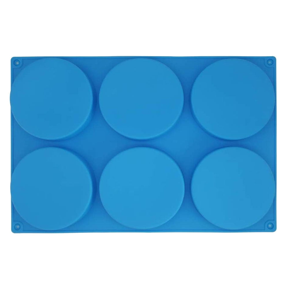 Blue Silicone Non-Stick Round 6-Cavity Cake Mold