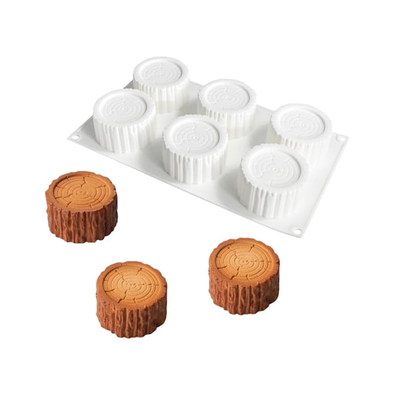 6 Cavity Large Tree Stump Mousse Cake Molds Food Grade Silicone Chocolate Dessert Baking Mould Family Gathering Bakeware
