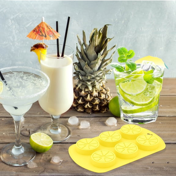 6-Cavity Lemon Ice Cube Tray Silicone Easy Release For Chocolate Candy Dessert Mold Yellow