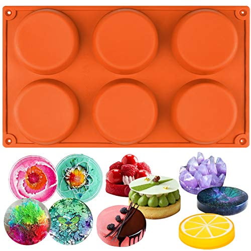 6-Cavity Mini Disc Cake Pie Custard Tart Resin Coaster Silicone Mold 3-inch Small Fluted