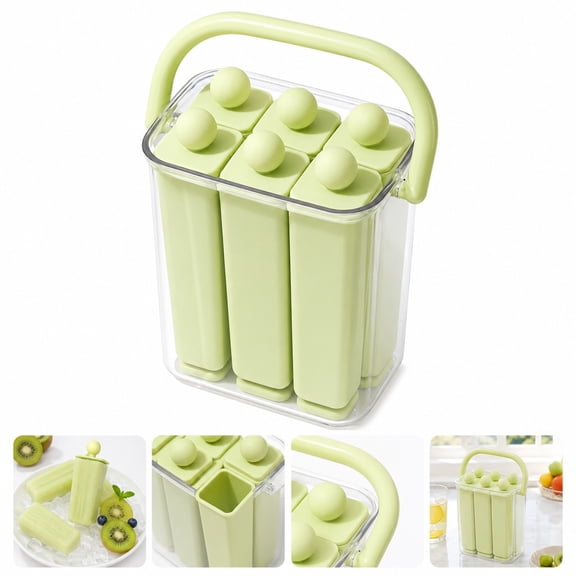 6-Cavity Popsicle Mold Set with Storage Box and Carry Handle, Reusable Ice Pop Molds for Juice and Yogurt, 108 x 75 x 120 mm