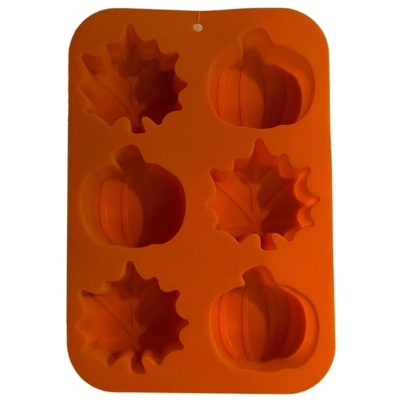 6 Cavity Pumpkins & Leaves Silicone Baking Pan, Cupcake & Muffins Bake Mold