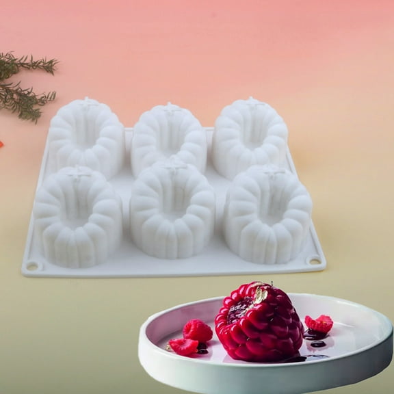 6-Cavity Raspberry Strawberry Mold, Silicone Fruit Mousse Cake Pan, French Dessert Chocolate Truffle Candy Mold, Non-Stick Flexible Baking Tray for Jello, Ice Cube, Easy Release Dishwasher Safe