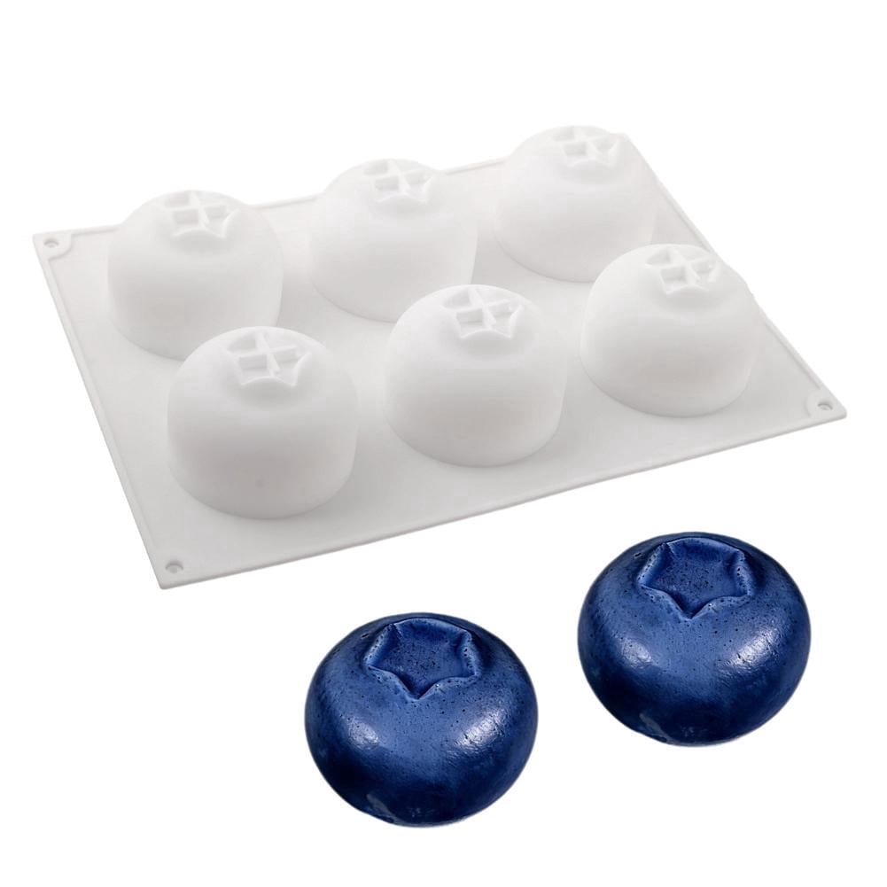 6-Cavity Realistic Blueberry Mousse Mold, 3D Raspberry Silicone Baking ...