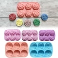 thumbnail image 1 of 6-Cavity Rose Silicone Mold for Resin, Chocolate, Soap Making, Heat Resistant Easy Release Baking Mold, Blue, 24*17cm, 1 of 9