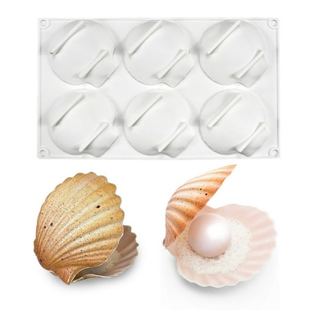 6 Cavity Shell Silicone Cake Mold - Dessert Mold Easy Demould Bakeware Tools